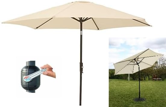 Garden Patio Parasol Umbrella with Crank and Tilt 2.7m Polyester Fabric with UV50 and PA coating with 6 Steel Ribs