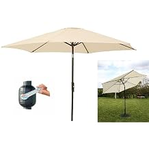 Garden Patio Parasol Umbrella with Crank and Tilt 2.7m Polyester Fabric with UV50 and PA coating with 6 Steel Ribs