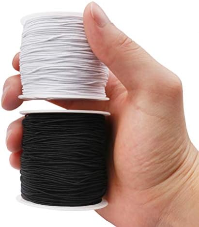 200m 1mm Elastic Cord String Thread Beading String Cords Black and White Cord Stretch Band Rope for Sewing DIY Crafts Bracelets Necklaces