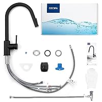 CECIPA Niederdruck Armatur Küche Schwarz, Wasserhahn Küche 3 Anschlüsse mit Hohem Bogen, 360°Schwenkbar küchenarmatur niederdruck ausziehbar,G3/8 Anschluss,niederdruckarmatur Schwarz – Ansicht 9
