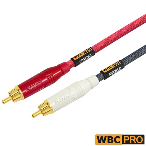 Cable RCA de 0.5 pies WBC-PRO-Quad par de interconexión de audio con conectores Amphenol 5