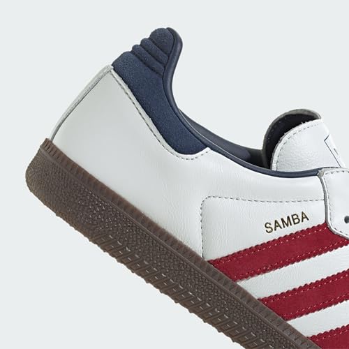 Image of adidas Samba OG Men's Shoes, Core White /Team Victory Red /Night Indigo, Size 8.5