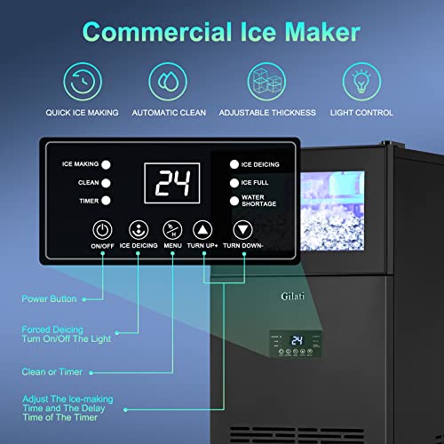 Commercial Ice Maker 160Lbs/Day, Quick Ice Making Commercial Ice Machine With 35Lbs Capacity, Under Counter Ice Maker 15 Inch Wide, Stainless Steel Freestanding Ice Maker With A Black Satin Finish #TOP3