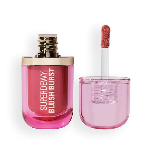 Revolution Superdewy Liquid Blush Burst - Rubor líquido de cobertura buildable para mejillas, fórmula sérum con péptidos y ácido hialurónico, vegano - Strawberry Milkshake Cool Pink - 4,2 ml