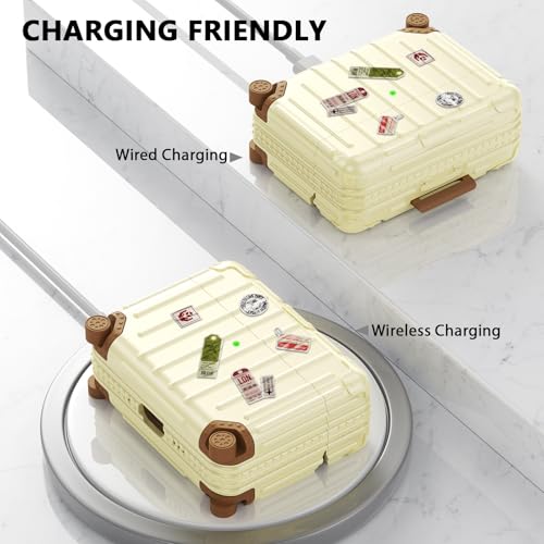 Image of Filoto Compatible with Airpods Pro 3 Case 2025, Cute Fashion Suitcase Design for Airpods Pro 3rd Generation Case Cover, Shockproof Protective Hard Case with Keychain /Cleaner Kit