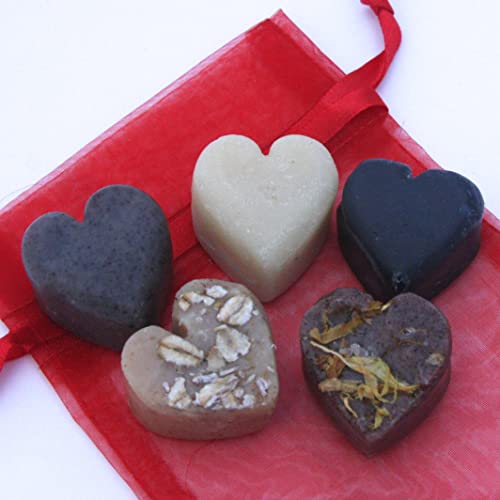 Handmade, Luxury Goat Milk Soap Hearts-Assorted colors, No Artificial Additives, Preservatives, Dyes or Fragrances- Bogue Mothers day, Valentine Heart Soap Gift Bag image 5