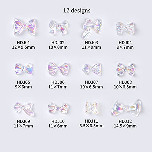 120Pcs Butterfly Bow-Knot Nail Art Stud Rhinestones Crystal Sequins 3D Bow-Knot Aurora Colorful Nail Charms Set For Acrylic Nail Art Diy Manicure Decoration Tools For Butterfly Nail Decor Women Girls #TOP1