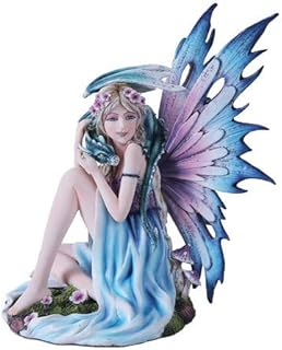 Pacific Giftware Spring Flower Fairy Princess with Mystical Baby Dragon Statue Figurine