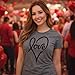 Womens Love Cursive Heart Design Cute Graphic Novelty Valentines Day T Shirt Funny T Shirts Love Tops for Women Women's Novelty Tees Dark Grey L