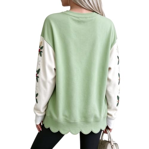 Christmas Sweatshirts for Women Graphic Scalloped Hem Comfortable Pullover | Winter Trends for Women 2026, Christmas, Snowman, Cotton, Cozy, Family, School, Weekend, Everyday, Travel, Casual, Work - image 4