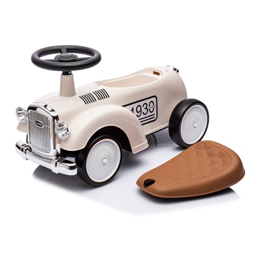 LEMODO Rutschauto ab 1 Jahr, Kinderauto im Retrodesign, Rutscherfahrzeug mit Hupe und Stauraum, Kinderfahrzeug mit Flüsterreifen, Rutschfahrzeug in weiß – Bild 5