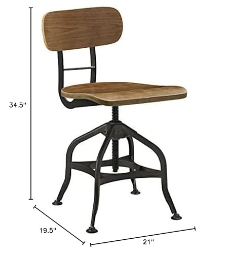 Modway Mark Rustic Modern Farmhouse Steel Metal Wood Adjustable Dining Chair In Brown #TOP2