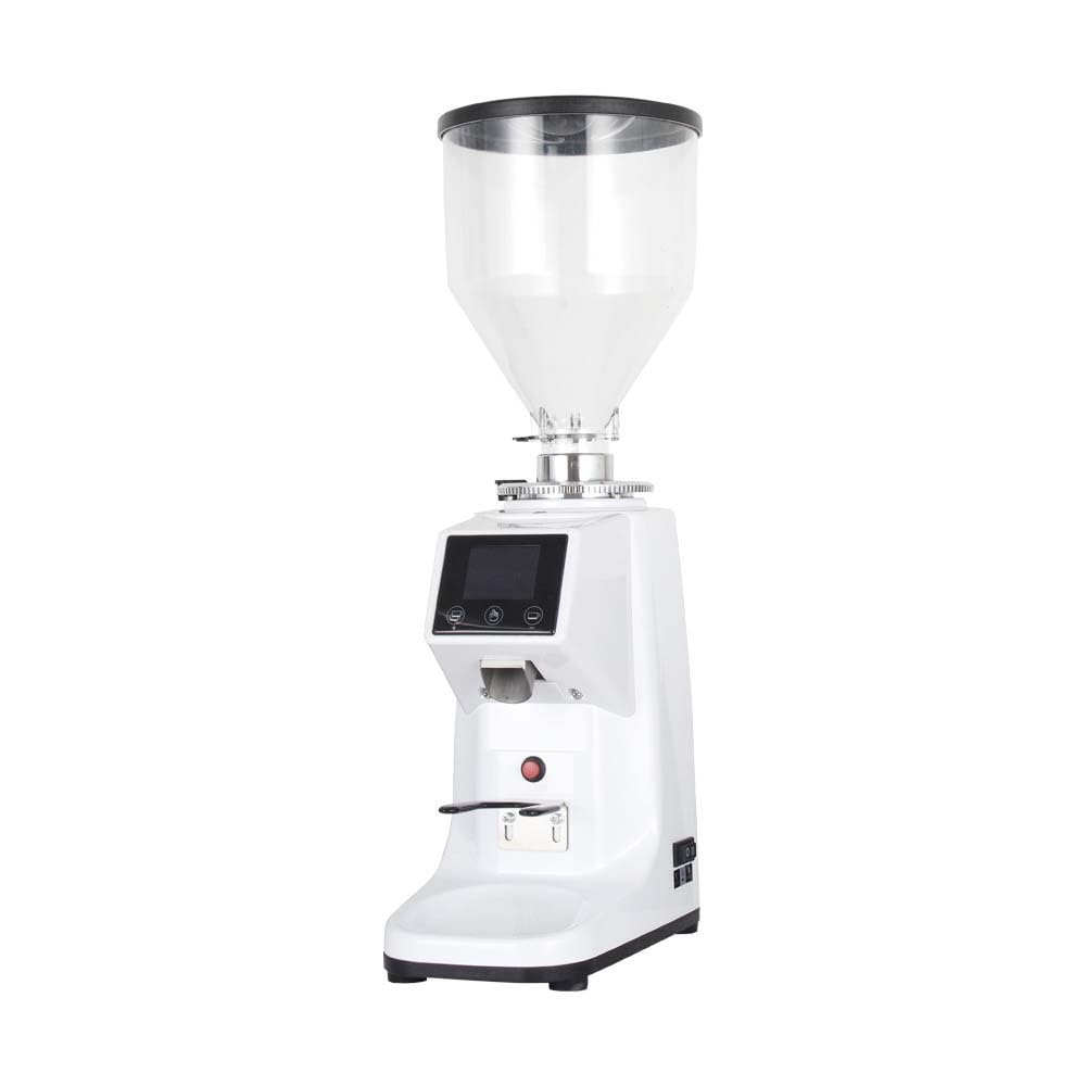 Molinillo de café con 19 ajustes ajustables, rebaba de acero inoxidable de 60 mm, dosificación de temporizador, capacidad de 0,5 L/1 L para verter espresso sobre prensa, control táctil, molienda de