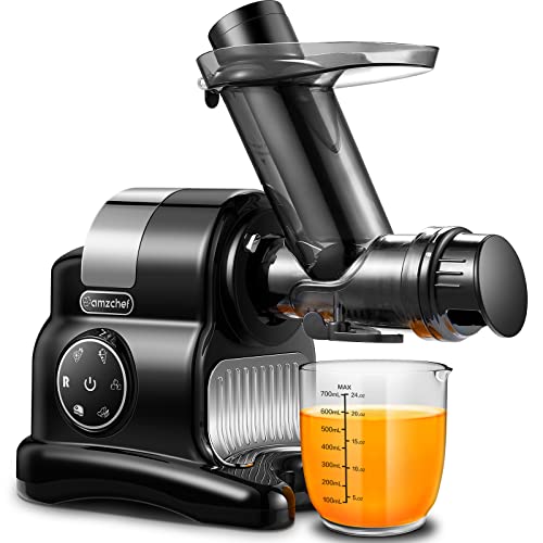 Cold Press Juicer Machines, AMZCHEF 5 in 1 Slow Masticating Juicer with Slicer  Shredder Attachment, Juice and Vegetable Extractor with Meat Grinder, Snow Cone Maker Function for Home and Party