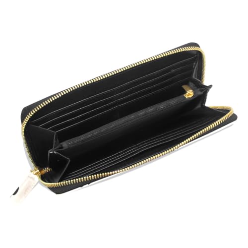 Long Wallets Leather Bifold Wallet for Women Dot Footprint with Zipper Credit Card Holder Large Capacity 5