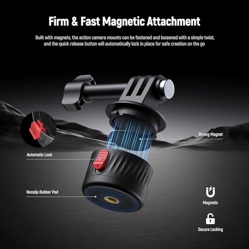 Image of Neewer Magnetic Action Camera Mount Kit, Compatible with GoPro Hero 13 12 11 Max DJI Osmo Action Insta360, ABS Magnetic Quick Release Mount for POV Shots, GP-24