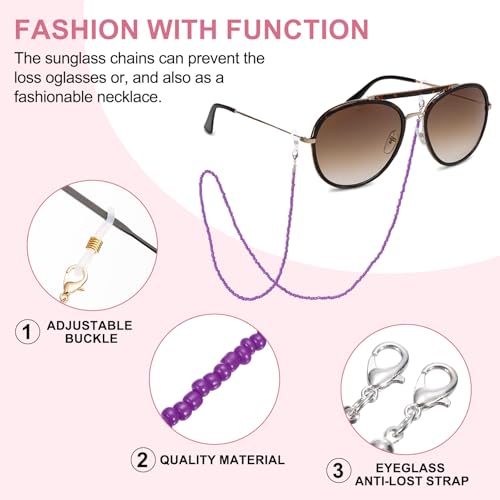 Image of uxcell Eyeglass Chains for Women, Eyeglass Holder Bead Chains Adjustable Sunglasses Lanyards Holder Chains for Glass
