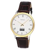 junghans gold max bill Gehäuse aus Edelstahl (Farbe Gold/Silber), Armband aus echtem Leder mit Edelstahlverschluss, Dornschliesse