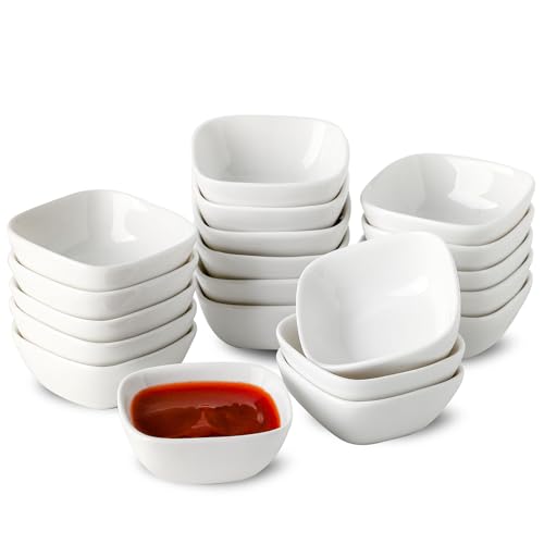 UIBFCWN Keramik-Dip-Schüssel-Set, 57 ml, 20 Stück, Sojasaucenschalen, Dip-Soßenschüsseln, quadratische Mini-Servierschale für Beilagen… – Ansicht 1
