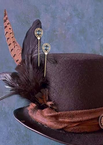Image of Alilang Antique Vintage Hat Pin Classic Long Handle Geometric Hatpin Stick Lapel Pins for Women, Men, Pack of 2 /3