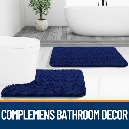 OLANLY Bathroom Rugs 30x20, Extra Soft Absorbent Chenille Bath Rugs, Rubber Backing Quick Dry, Machine Washable Bath Mats for Bathroom Floor, Tub and Shower, Home Decor Accessories, Navy by OLANLY - Image 7