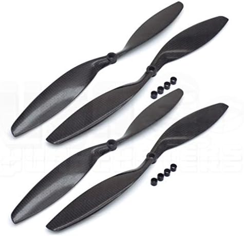 USAQ 4pcs 12x3.8 Carbon Fiber Propellers 1238 (2) CW (2) CCW 3K Carbon Fiber Balanced