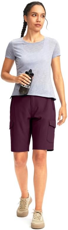 Miniatura 6 de Pantalones cortos largos de golf de 10 pulgadas para mujer, con 5 bolsillos, longitud a la rodilla, ligeros, de secado rápido, para mujer
