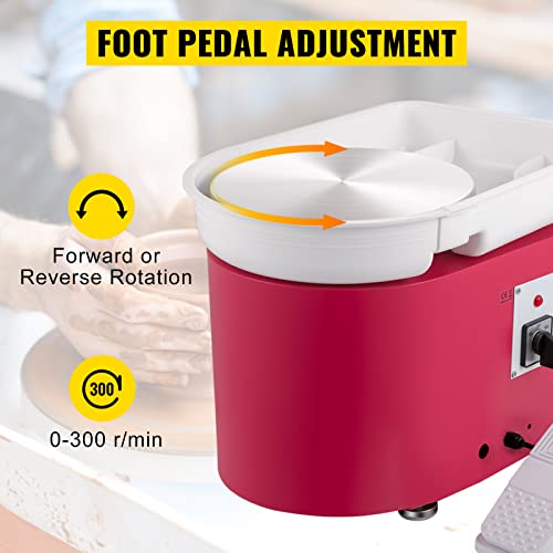 Vevor Pottery Wheel 28Cm Pottery Forming Machine With Detachable Basin Foot Pedal Control 350W Art Craft Diy Clay Tool For Art Craft Work And Home Diy Pink, 18 Piece #TOP4