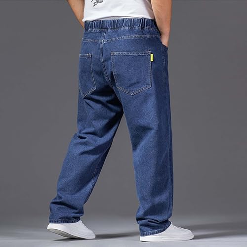 Men's Loose Fit Straight Leg Denim Jeans Baggy Plain Denim Trousers Hip Hop Vintage Skater Dance Pants Streetwear3