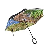 Einzigartiger C-förmiger Griff, bequem und bequem zu halten, Sie können den Regenschirm mit Ihrem Handgelenk halten, so können Sie mit Ihrem Handy spielen und Ihr Baby halten.