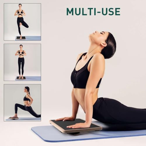 Image of Wooden Wobble Board for Adults - Anti-Slip Balance Board for Stand-Desk Core Strength Therapy