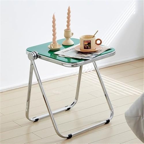 Foldable Acrylic Nightstand - Modern Minimalist Rectangular Bedside Table, Space-Saving Folding Side Table for Living Room & Bedroom, Durable Small End Table Furniture