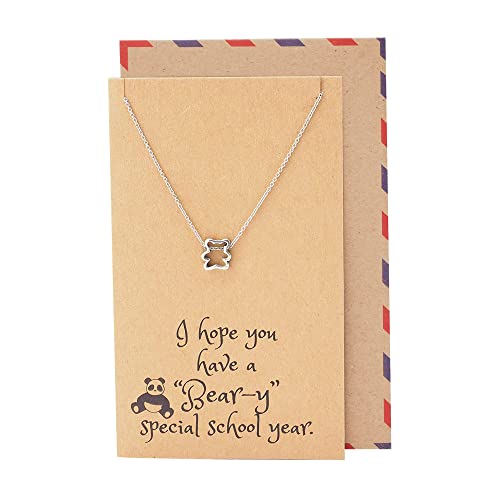 Collier ours en peluche Quan Jewelry en métal pour elle et la rentrée