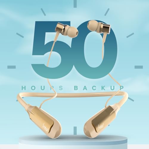 Image of LANDMARK BH118 Play 3.0 in-Ear Bluetooth Neckband with Mic, 10Hrs Playtime, ASAP Charge, ENC Mic, 3 Voice Changer, BT v5.0, Smart Magnetic Buds, IPX4, Dual Pairing (Gold)