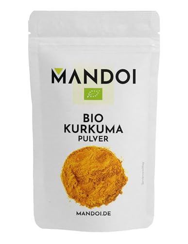 Mandoi Bio Kurkuma Pulver 200g, 4 - 5,5 % Curcumin Gehalt, Gelbwurzel turmeric organic powder, Curcuma, Kurkumapulver Bio -Qualität