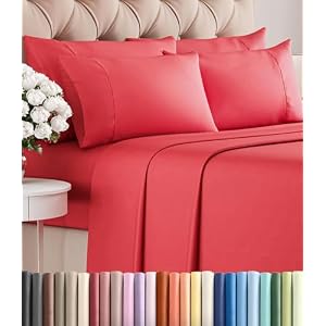 King 6 Piece Bed Sheet Set - Comfy, Breathable & Cooling Bed Sheets - Red