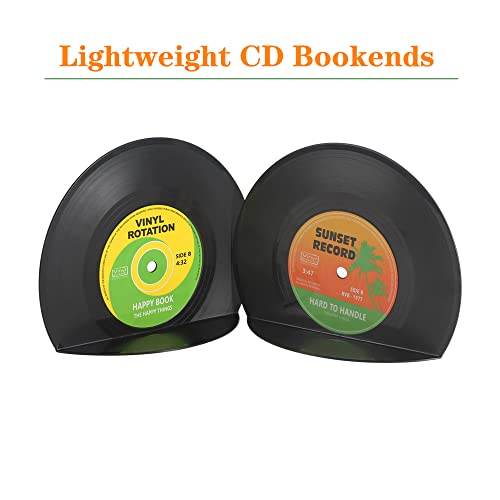 Vinbee 8541853848 Retro Vinyl Bookends, Record Bookends For Shelves Classic Cd Record Shape Decorative Book Ends Fun Music Theme Musical Bookends 1 Pair thumb #1