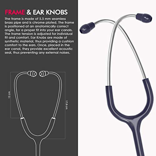 Image of ELKO EL-140 ULTRA II SS Stainless Steel Acoustic Stethoscope | For Doctors, Medical Students & Healthcare Professionals | Dual Head Chestpiece | 5.5mm Brass Pipe Frame | U-Shaped PVC Tubing (Blue)