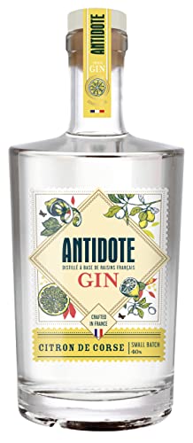 Antidote Gin Citron de Corse - Qualité Premium - Produit en France à partir de raisins français - 17 plantes aromatiques, 5 distillations - 40% (1 x 0,70 L) Cover
