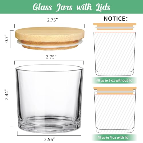 image for SUPMIND 4oz Candle Jars 12 Pack - Clear Glass with Bamboo Lids, Ideal 