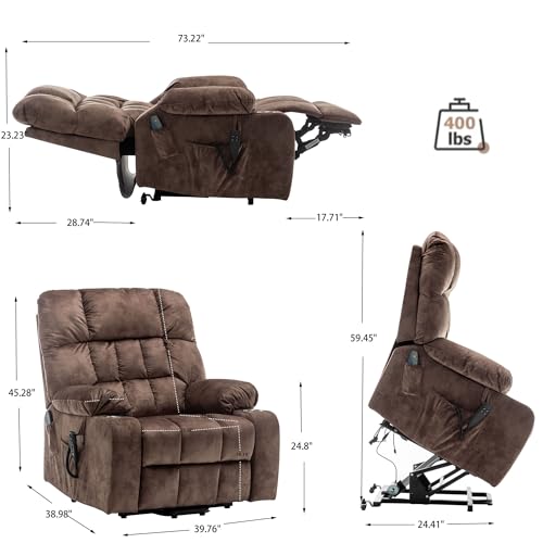 Sillón Plegable Velvet Marrón reclinable eléctrico miniatura 3