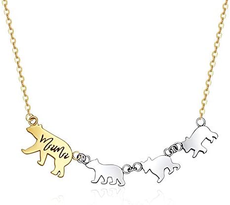 18K Gold Plated Sweet Family Mama Bear Baby Bear Necklace Gifts