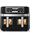 Produktbild Heißluftfritteuse 2 Kammern mit Sichtfenster, 10L XXL Kapazität Doppel-Airfryer, 8-in-1 Kochvorgaben, Touchscreen, Smart und Timer-Funktion, Gesunde Friteuse ohne Öl und fettarmes Kochen