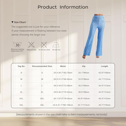 Women's Shiny Sequins Elastic Waist Long Pants Straight Wide Leg Pants Bling Glitter Trousers3