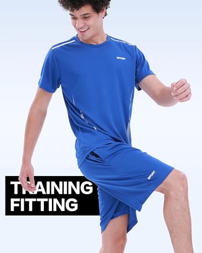 Ensemble d'entraînement homme BOOMCOOL noir gris bleu taille S de 6 pièces avec chemises et shorts - 4