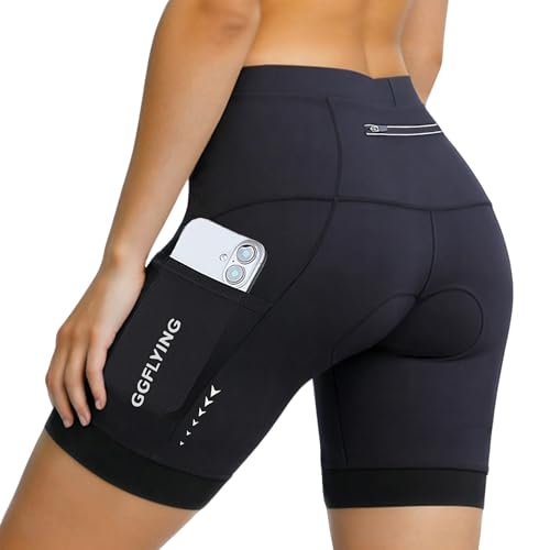 GGFLYING Short Cycliste Femme 5D Padded Cyclisme avec 3 Poches Short VTT Velo Fast Drying