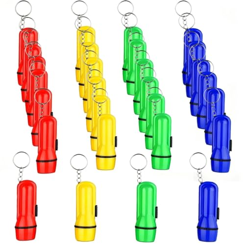 Winbar Mini Flashlight Keychain 24PCS Bulk Assorted Colors Toy Flashlight for Hiking Camping Party for Kids Night Reading Party Camping Emergency and Hunting