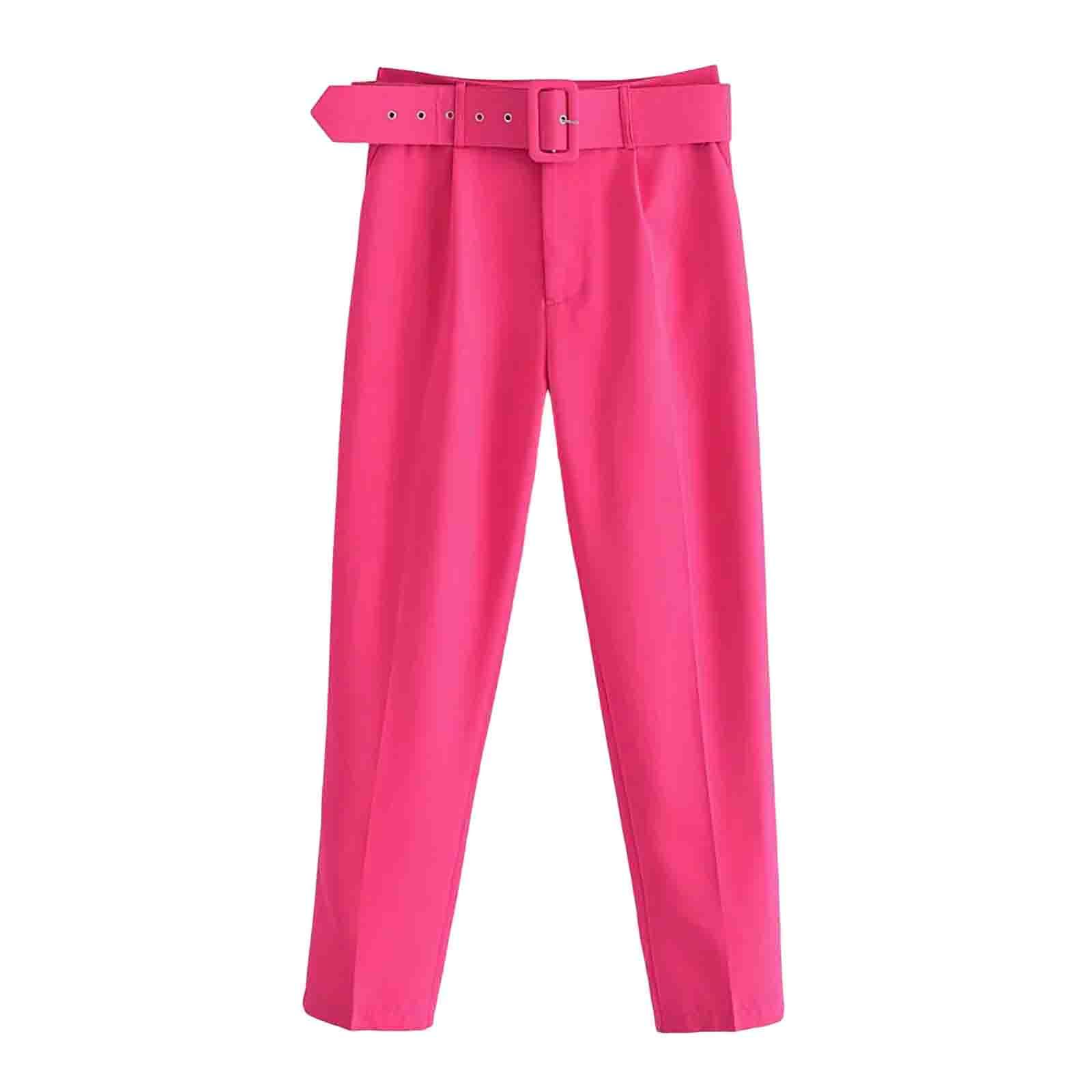 Dress Pants for Women Business Casual Straight Leg Pants Solid Color Slacks Slim Fit Work Office Suit Pants