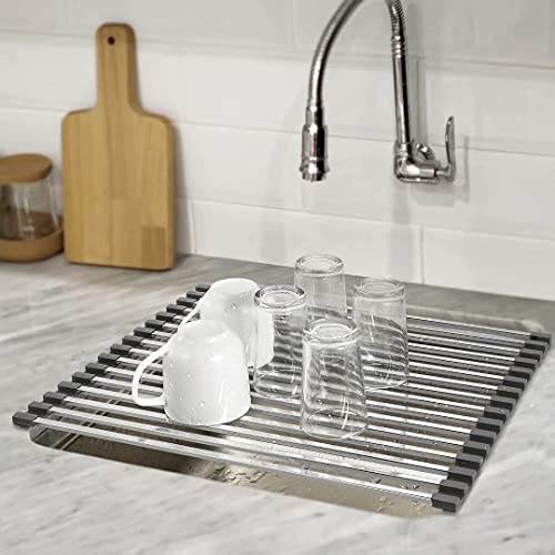 Aouao Roll Up Dish Drying Rack,Multipurpose Stainless Steel Over The Sink Drainer Rack,Kitchen Portable Dish Rack (Square) #TOP6