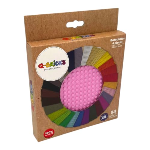 Image of Classic Baseplate - Building Kit for Toddlers & Kids - 20 x 20 Studs - 6.3 x 6.3 inches - Pack of 4 Baseplates - Compatible with Major Brands